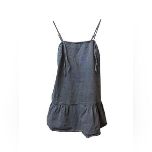 Le Lis Charcoal Grey Ruffle-Hem Spaghetti Strap Dress